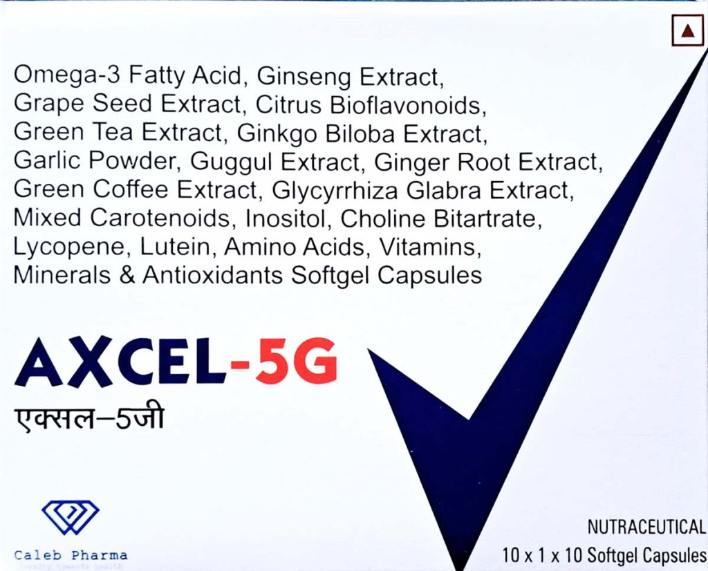 Caleb Pharma's Axcel-5G Softgel Capsule.